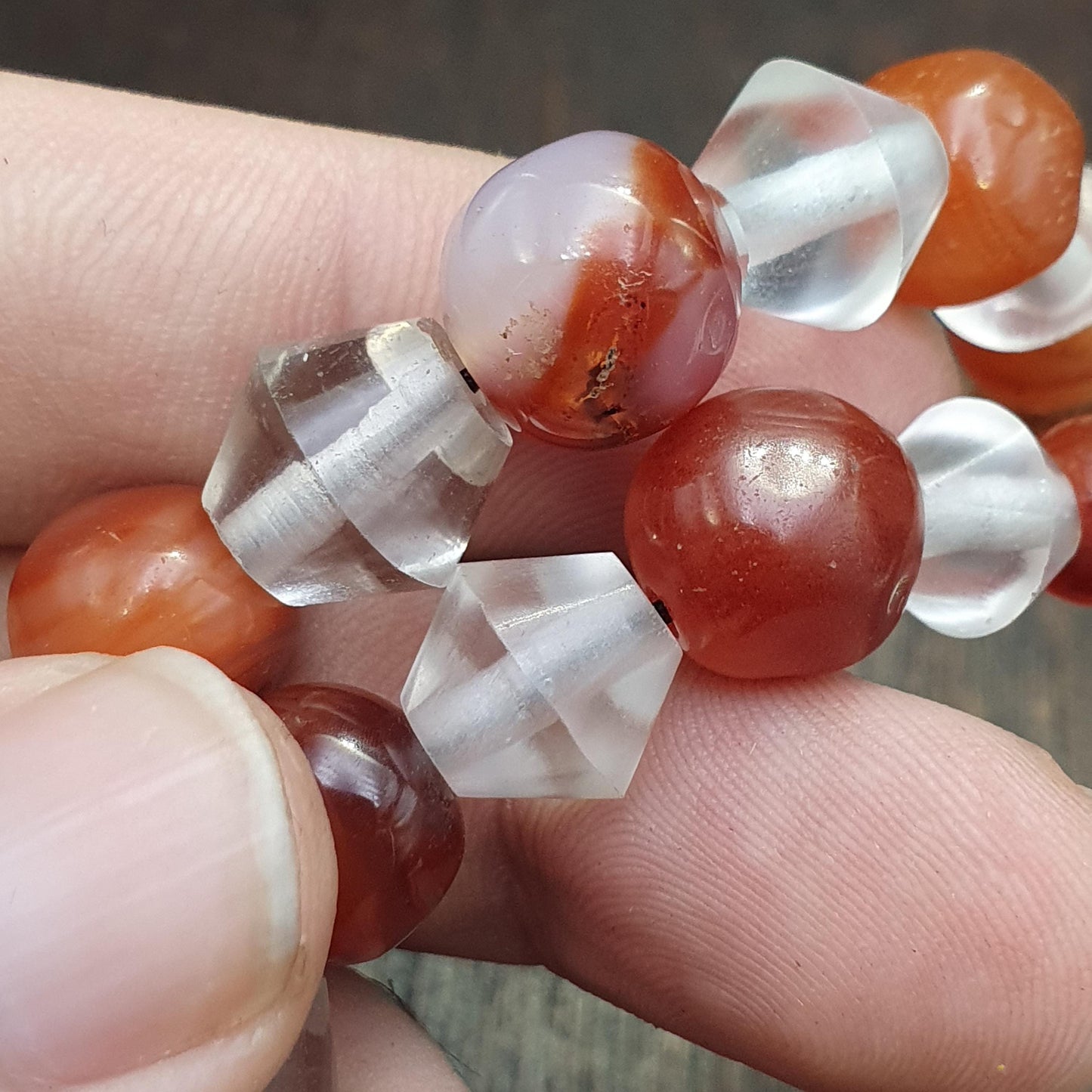 Old ancient Persian Agate Himalayan carnelian Quartz Meditation beads necklace