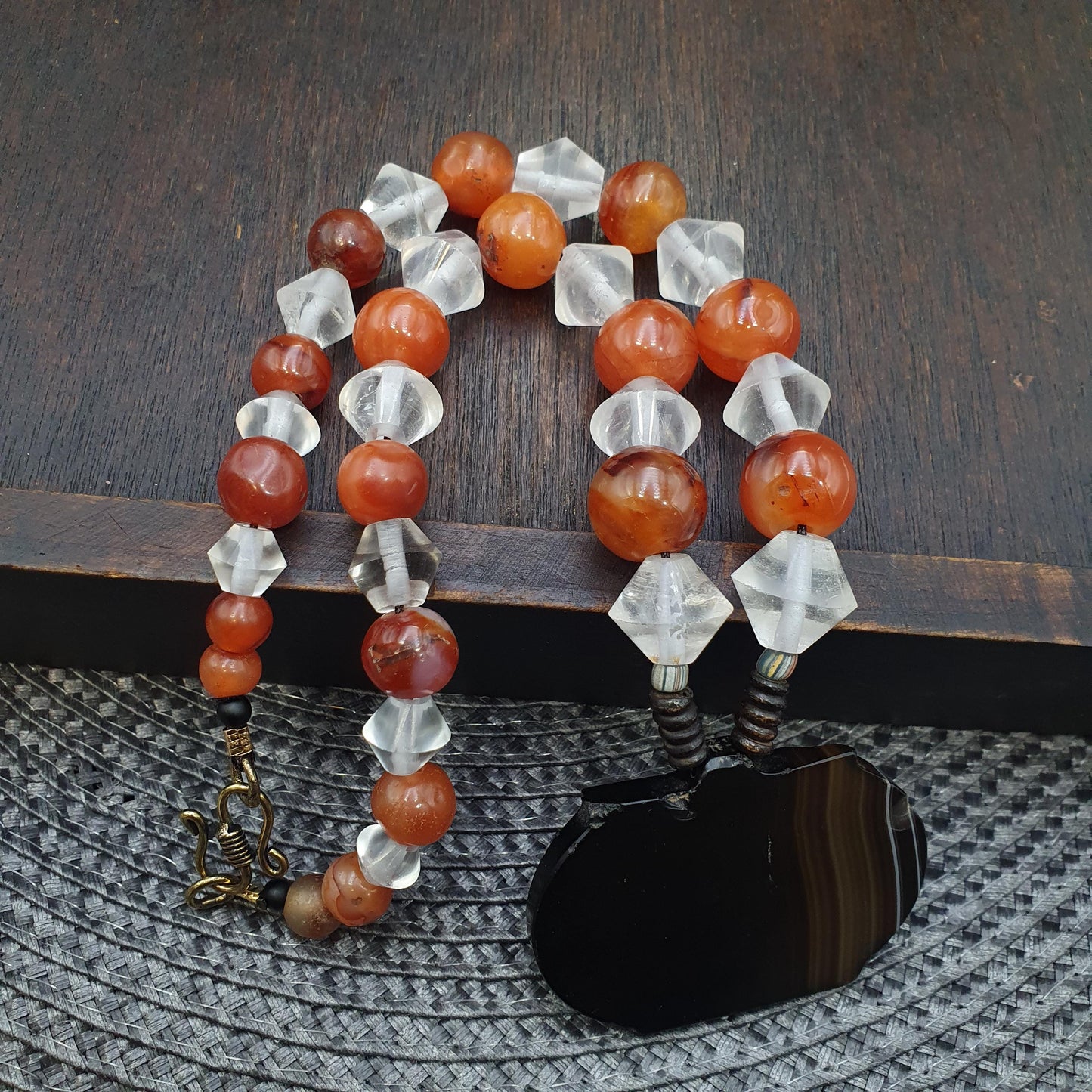 Old ancient Persian Agate Himalayan carnelian Quartz Meditation beads necklace