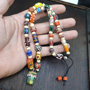 Venetian Style Mix Beads Multicolor Chevron Face Beads Beaded Necklace
