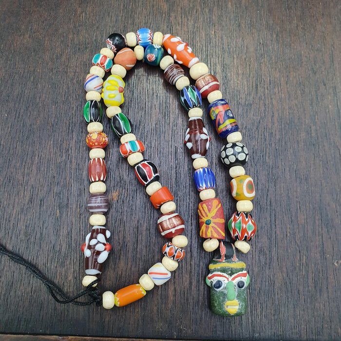 Venetian style mix beads Multicolor chevron face beads beaded necklace
