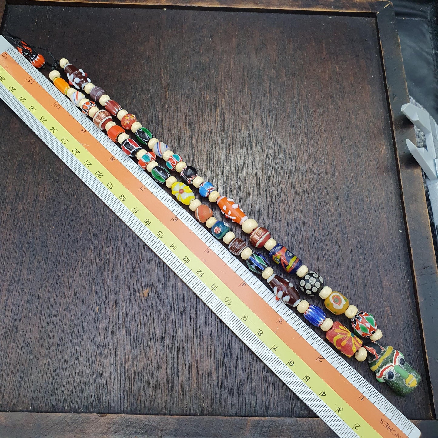 Venetian style mix beads Multicolor chevron face beads beaded necklace