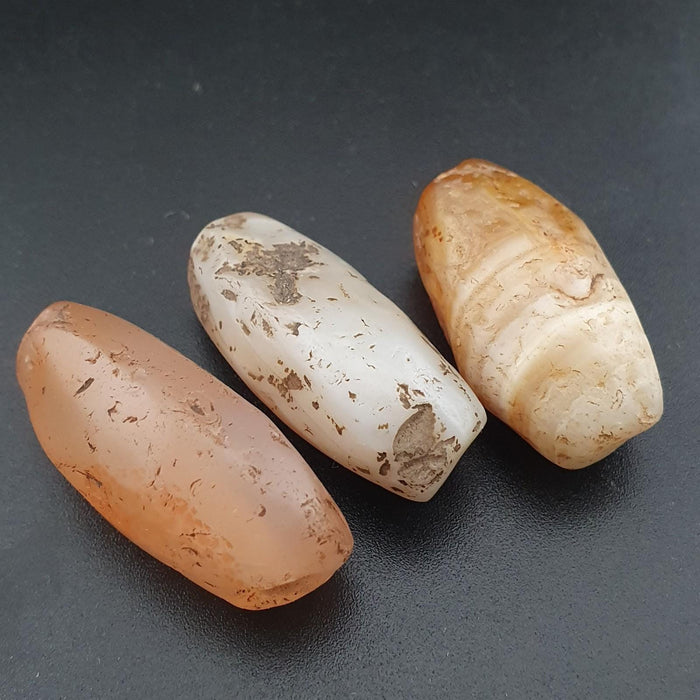 Ancient yemeni suliemani agate natural eye beads lot of 3