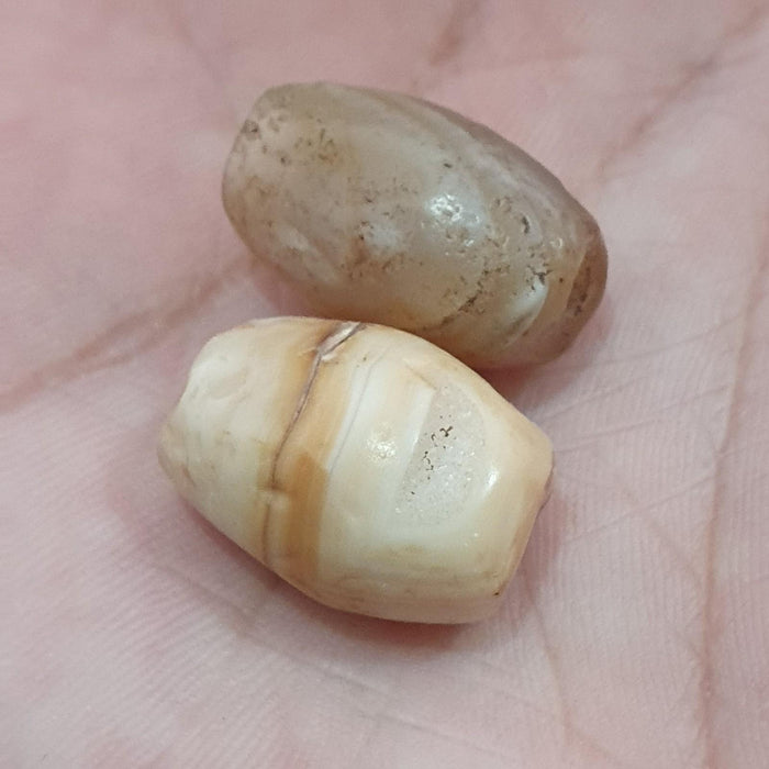 Rare ancient natural eye yemeni suliemani agate beads amulet lot 2 pcs