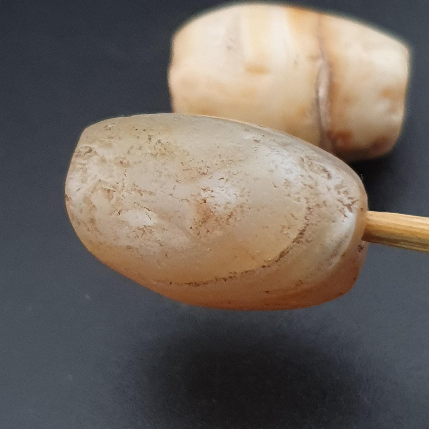 Rare ancient natural eye yemeni suliemani agate beads amulet lot 2 pcs