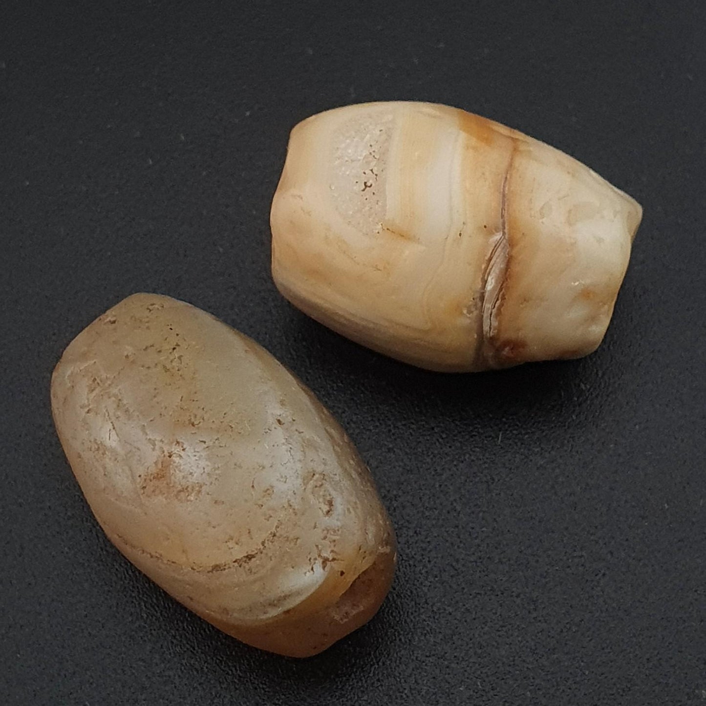 Rare ancient natural eye yemeni suliemani agate beads amulet lot 2 pcs