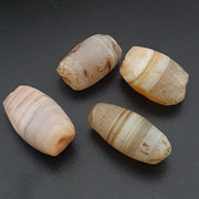 Old Yemeni Suliemani Agate Bead Collection Lot of 4, Natural Stripes