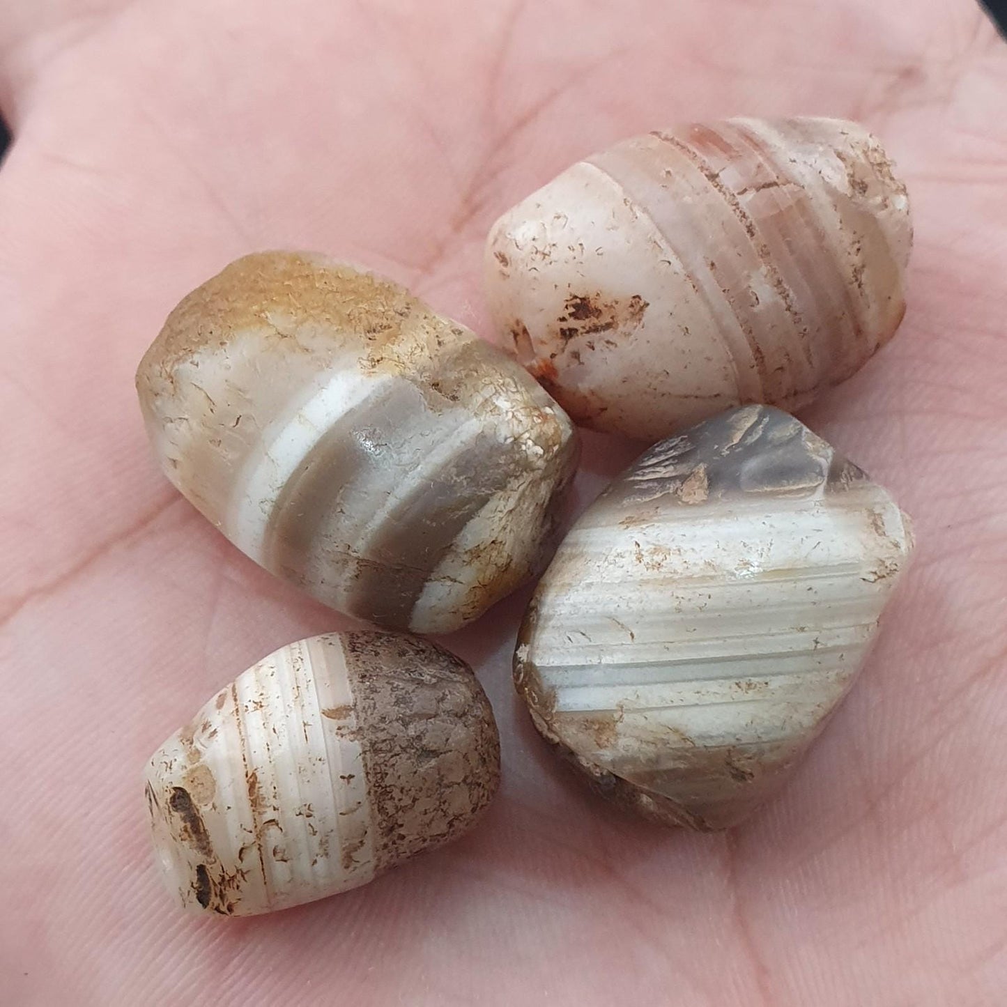 Rare ancient natural suliemani agate beads set of 4