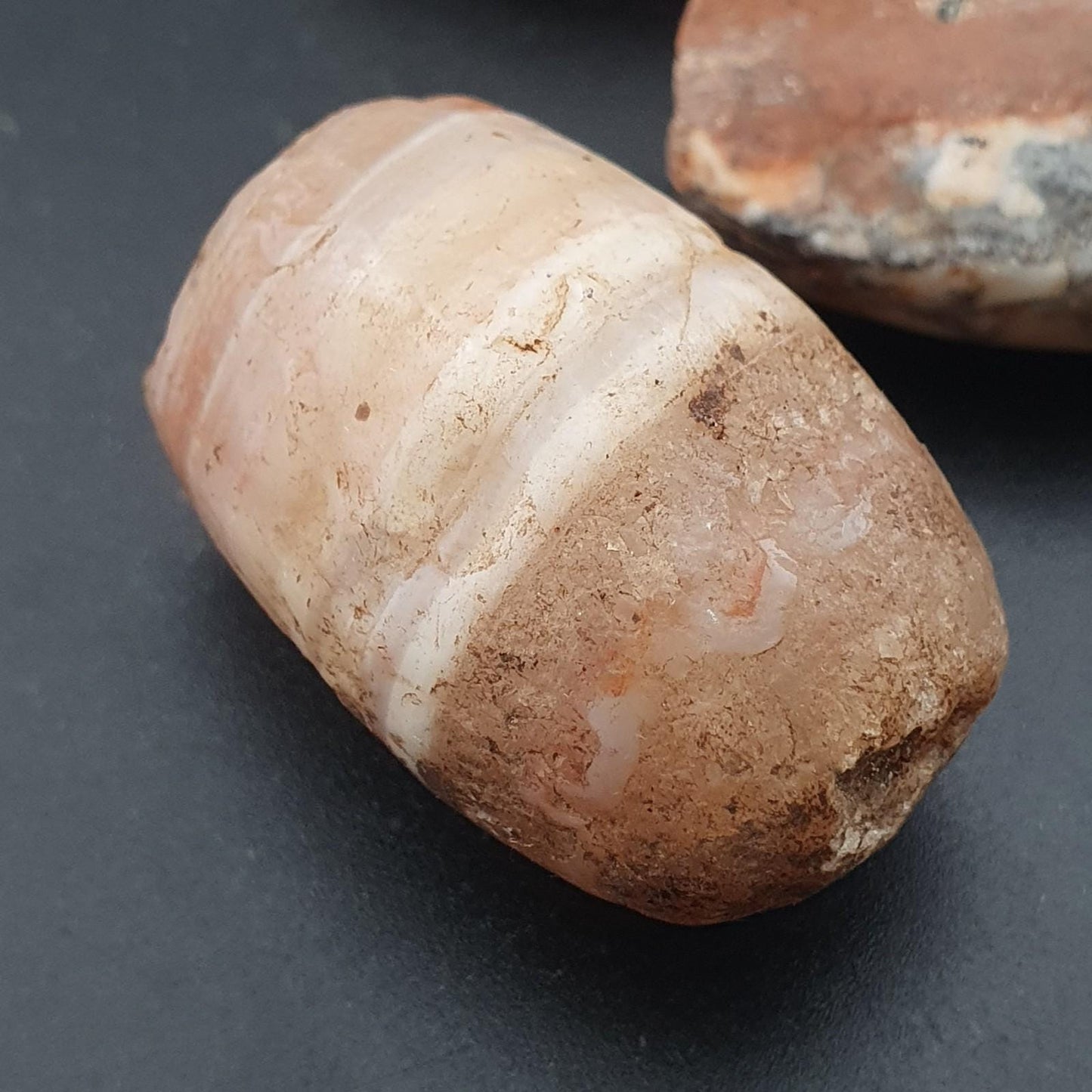 Genuine ancient yemeni suliemani natural stripe pattern agate beads lot of 4
