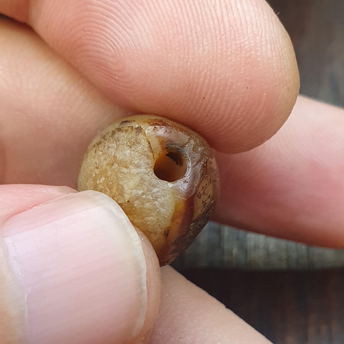 Authentic Ancient Sasanian Agate Bead, Genuine Banded Agate Silk Road Artifact, Rare Eye Bead Jewelry Supply, Earthy Brown Toned Stone