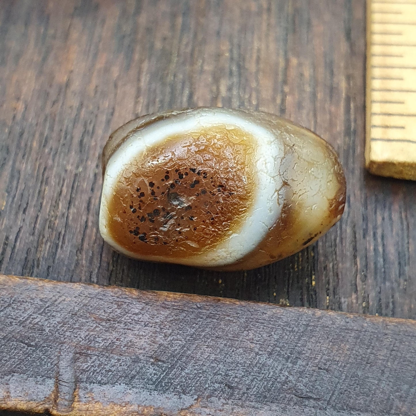 Authentic Ancient Sasanian Agate Bead, Genuine Banded Agate Silk Road Artifact, Rare Eye Bead Jewelry Supply, Earthy Brown Toned Stone
