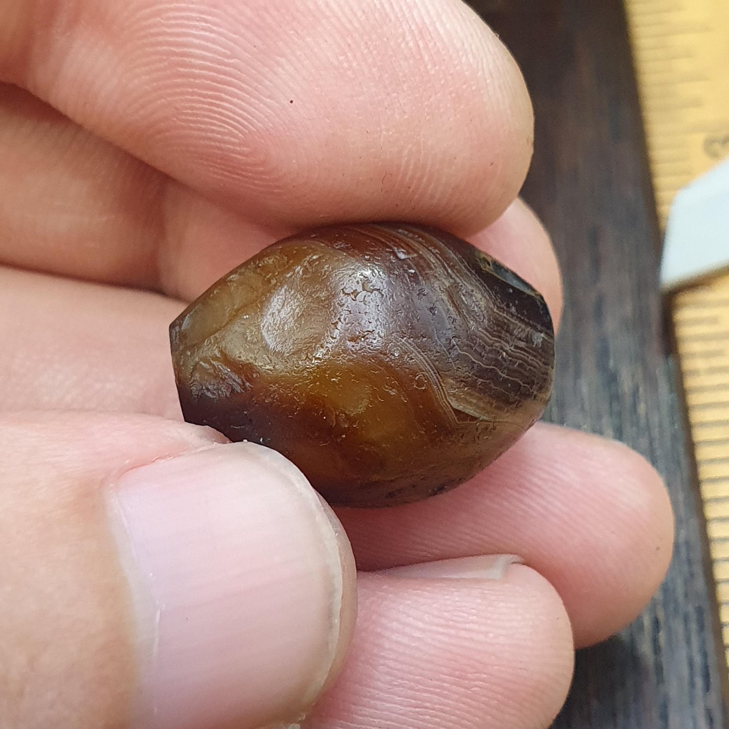 Authentic Ancient Sasanian Agate Bead, Genuine Banded Agate Silk Road Artifact, Rare Eye Bead Jewelry Supply, Earthy Brown Toned Stone