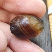 Authentic Ancient Sasanian Agate Bead, Genuine Banded Agate Silk Road Artifact, Rare Eye Bead Jewelry Supply, Earthy Brown Toned Stone