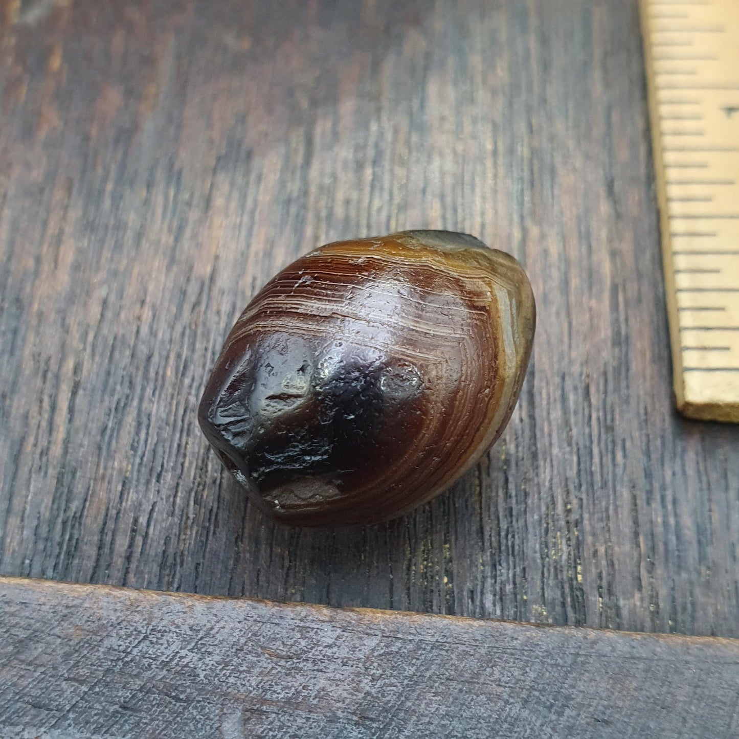 Authentic Ancient Sasanian Agate Bead, Genuine Banded Agate Silk Road Artifact, Rare Eye Bead Jewelry Supply, Earthy Brown Toned Stone