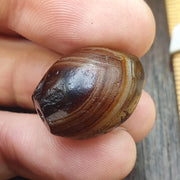 Authentic Ancient Sasanian Agate Bead, Genuine Banded Agate Silk Road Artifact, Rare Eye Bead Jewelry Supply, Earthy Brown Toned Stone