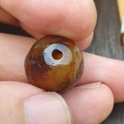 Authentic Ancient Sasanian Agate Bead, Genuine Banded Agate Silk Road Artifact, Rare Eye Bead Jewelry Supply, Earthy Brown Toned Stone