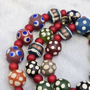 Vintage fancy floral venetian style skunk beads | african style necklace