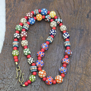 Vintage fancy floral venetian style skunk beads | african style necklace