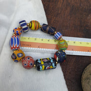 Venetian Inspired Glass Beads, Vintage African Boho Bracelet - Handcrafted Chevron Accents | Beaded Artisan, One Size, Everyday Wear