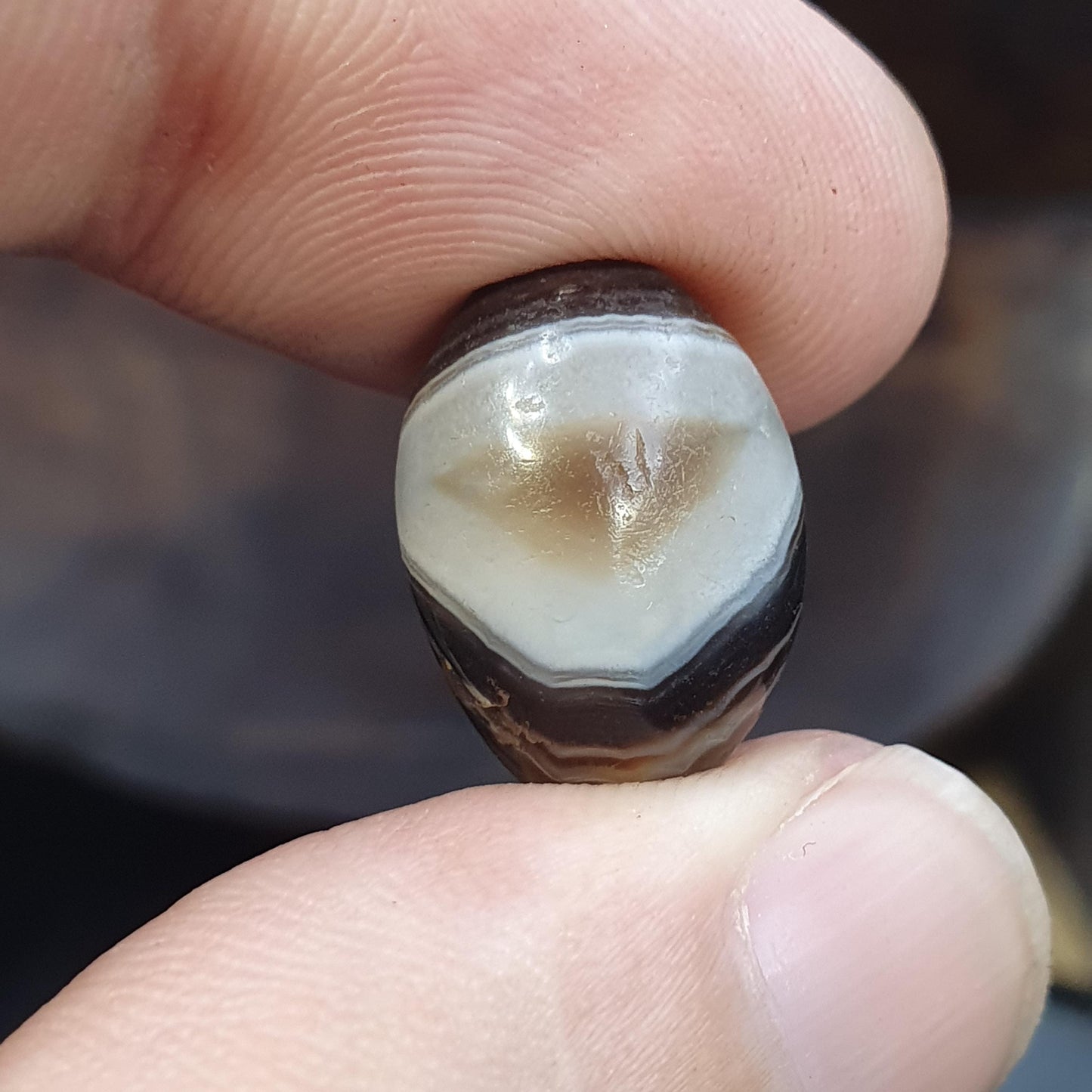 Ancient antique yemeni middle eastern agate natural pattern agate bead amulet