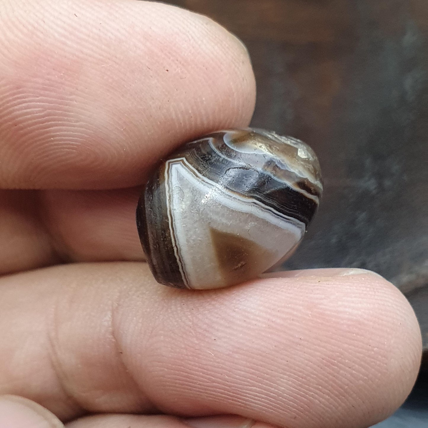 Ancient antique yemeni middle eastern agate natural pattern agate bead amulet