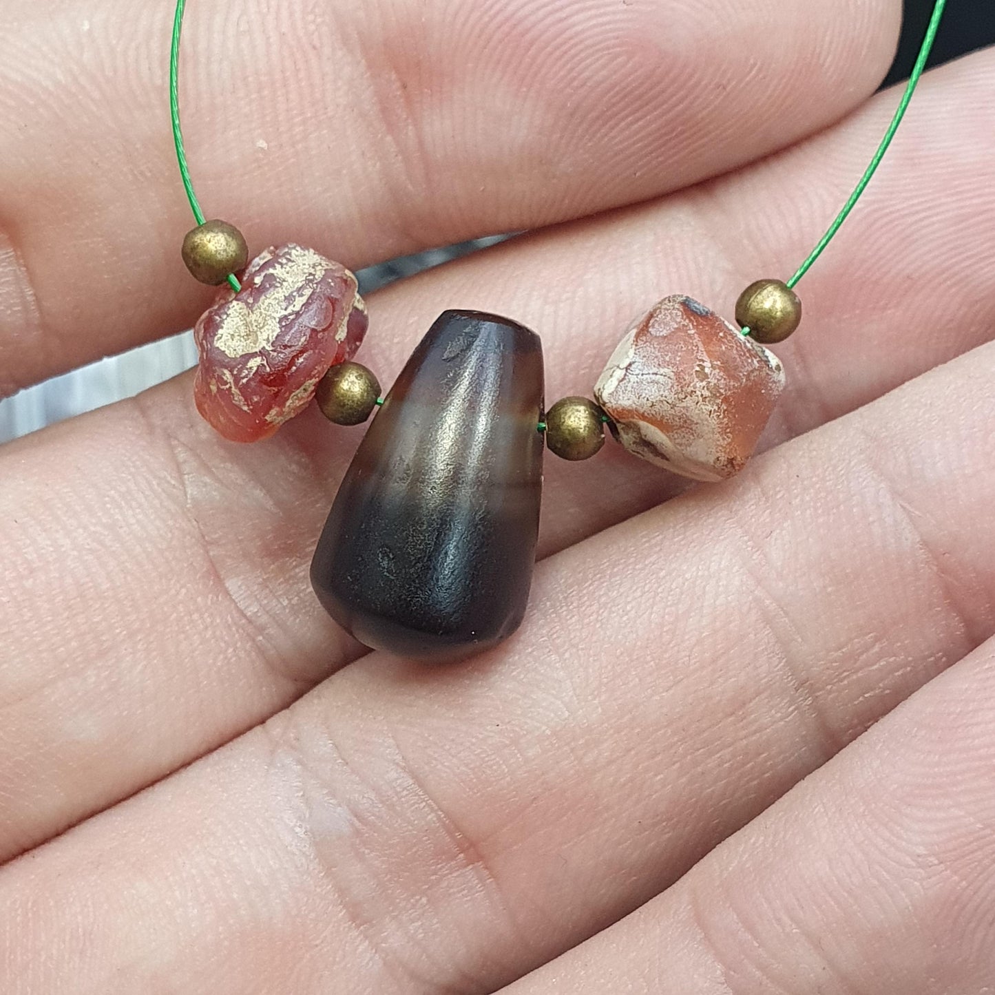 Ancient antique yemeni middle eastern agate natural pattern agate bead amulet