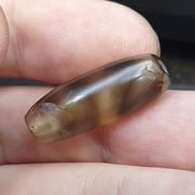 Authentic Antique Agate Bead, Genuine Banded Agate Silk Road Artifact, Rare Eye Bead Jewelry Supply, Earthy Brown Toned Stone