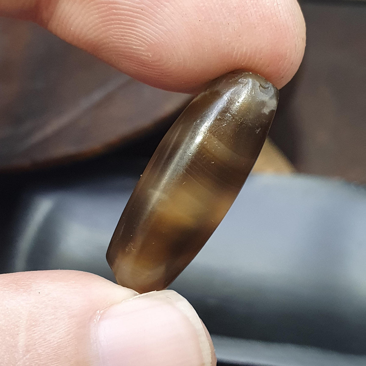 Authentic Antique Agate Bead, Genuine Banded Agate Silk Road Artifact, Rare Eye Bead Jewelry Supply, Earthy Brown Toned Stone