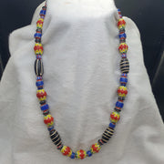 Vintage fancy aventurine chevron feather venetian style beads | necklace
