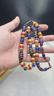 Vintage fancy aventurine chevron feather venetian style beads | necklace