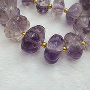 Vintage amethyst carving gemstone melon shape beads necklaces