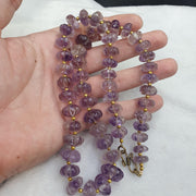 Vintage amethyst carving gemstone melon shape beads necklaces