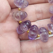 Vintage amethyst carving gemstone melon shape beads necklaces