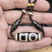 Tibetan Heaven and Earth Dzi Bead Agate Amulet Mala Pendant Feng Shui Necklace Himalayan Amulet, Ancient Tribal Jewelry, Collectible Agate