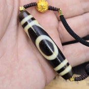 One Eye Dzi Bead Necklace with Peak Motif, Authentic Tibetan Agate Amulet, Himalayan Talisman for Wisdom & Success, Collectible Agate