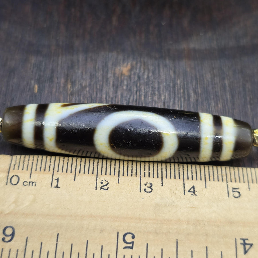 One Eye Dzi Bead Necklace with Peak Motif, Authentic Tibetan Agate Amulet, Himalayan Talisman for Wisdom & Success, Collectible Agate
