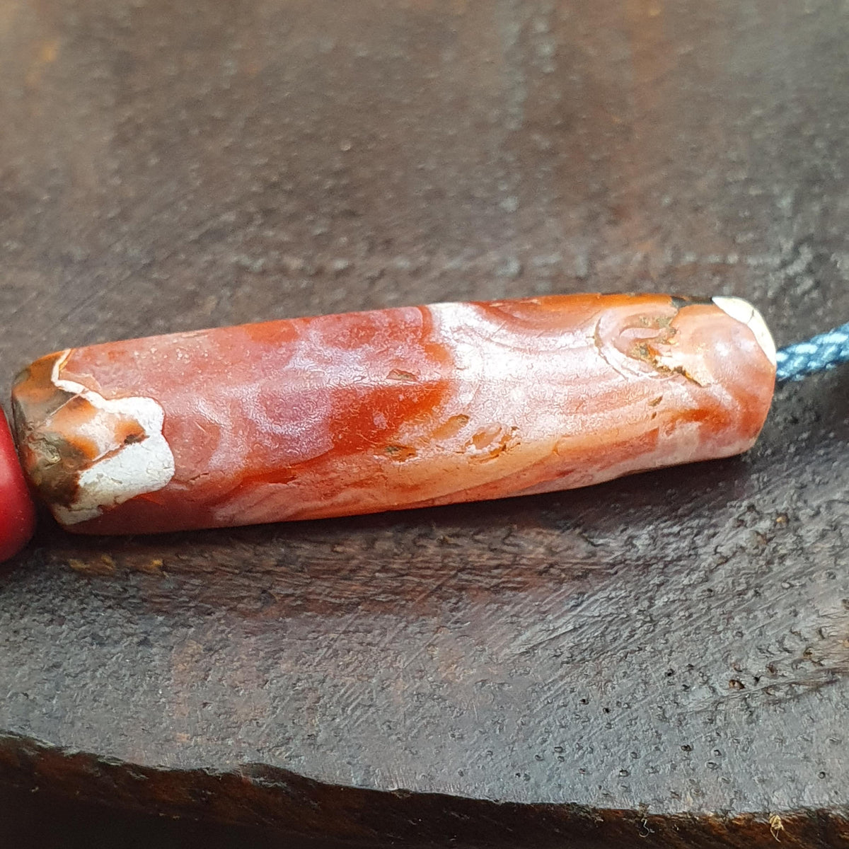 Antique ancient old himalayan indo tibetan Carnelian red agate bead .
