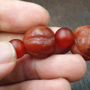 Antique Tibetan carnelian agate beads melon shape beaded Bracelet 18-20mm