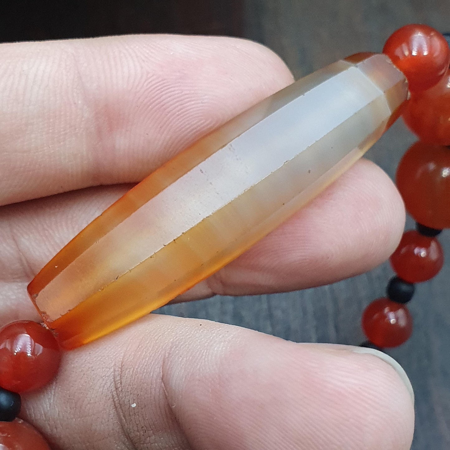 Antique African Agate Traded Bead: Rare Himalayas Agate bracelet