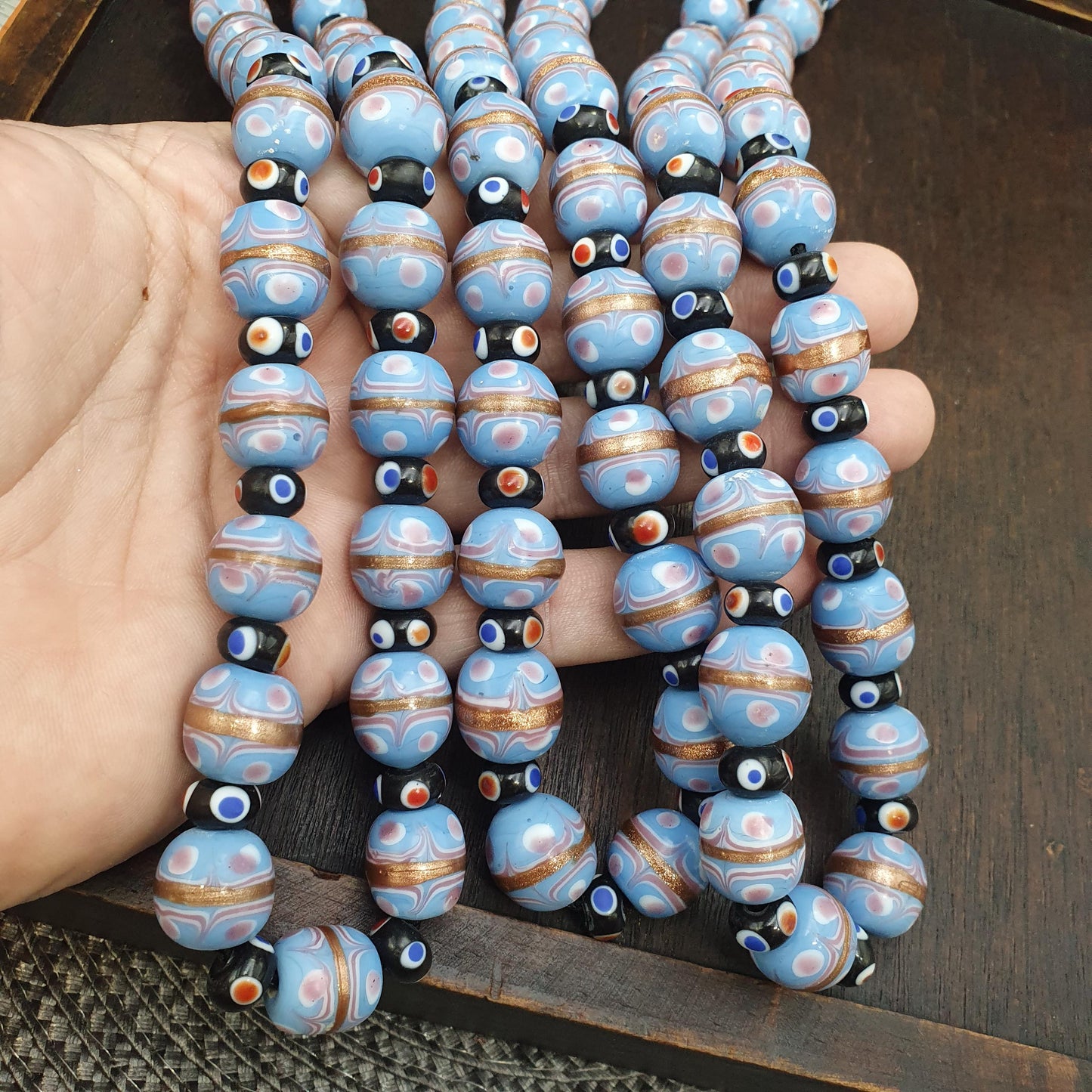 Unique Venetian style skunk wedding cake aventurine beads beaded necklace
