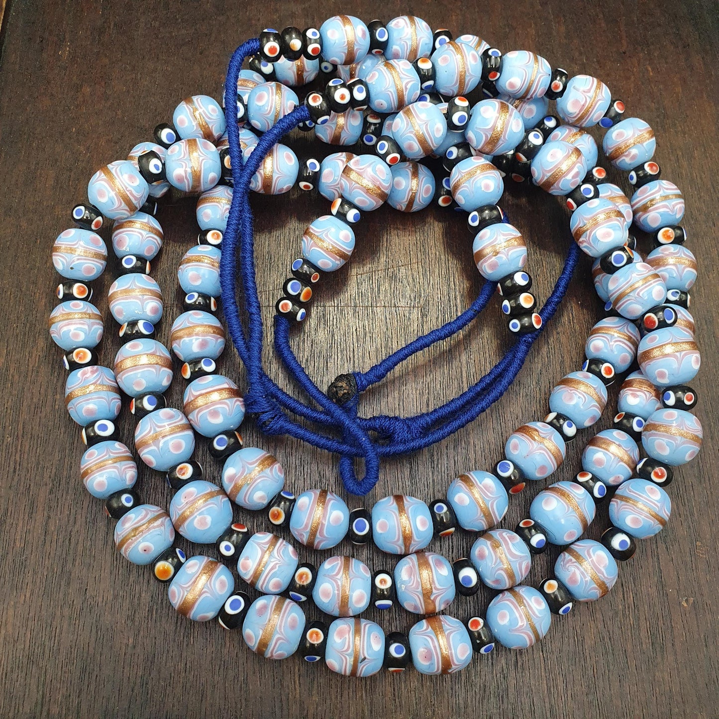 Unique Venetian style skunk wedding cake aventurine beads beaded necklace
