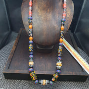 Venetian style millefiori glass bead necklace – colorful floral murano style
