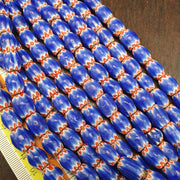 Hi quality vintage old blue chevron beads 12x10mm glass beads necklace .