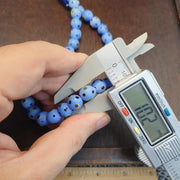 Vintage Venetian Style Skunk Polka dot glass beads 9-10mm 24" necklace .