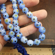 Vintage Venetian Style Skunk Polka dot glass beads 9-10mm 24" necklace .