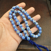 Vintage Venetian Style Skunk Polka dot glass beads 9-10mm 24" necklace .