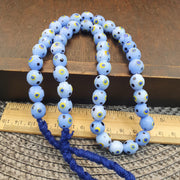 Vintage Venetian Style Skunk Polka dot glass beads 9-10mm 24" necklace .