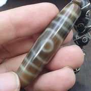 Old himalayan tibetan 3 Eyes dzi agate YAk bone beads unique pattern beaded Braclete