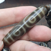 Old himalayan tibetan 3 Eyes dzi agate YAk bone beads unique pattern beaded Braclete
