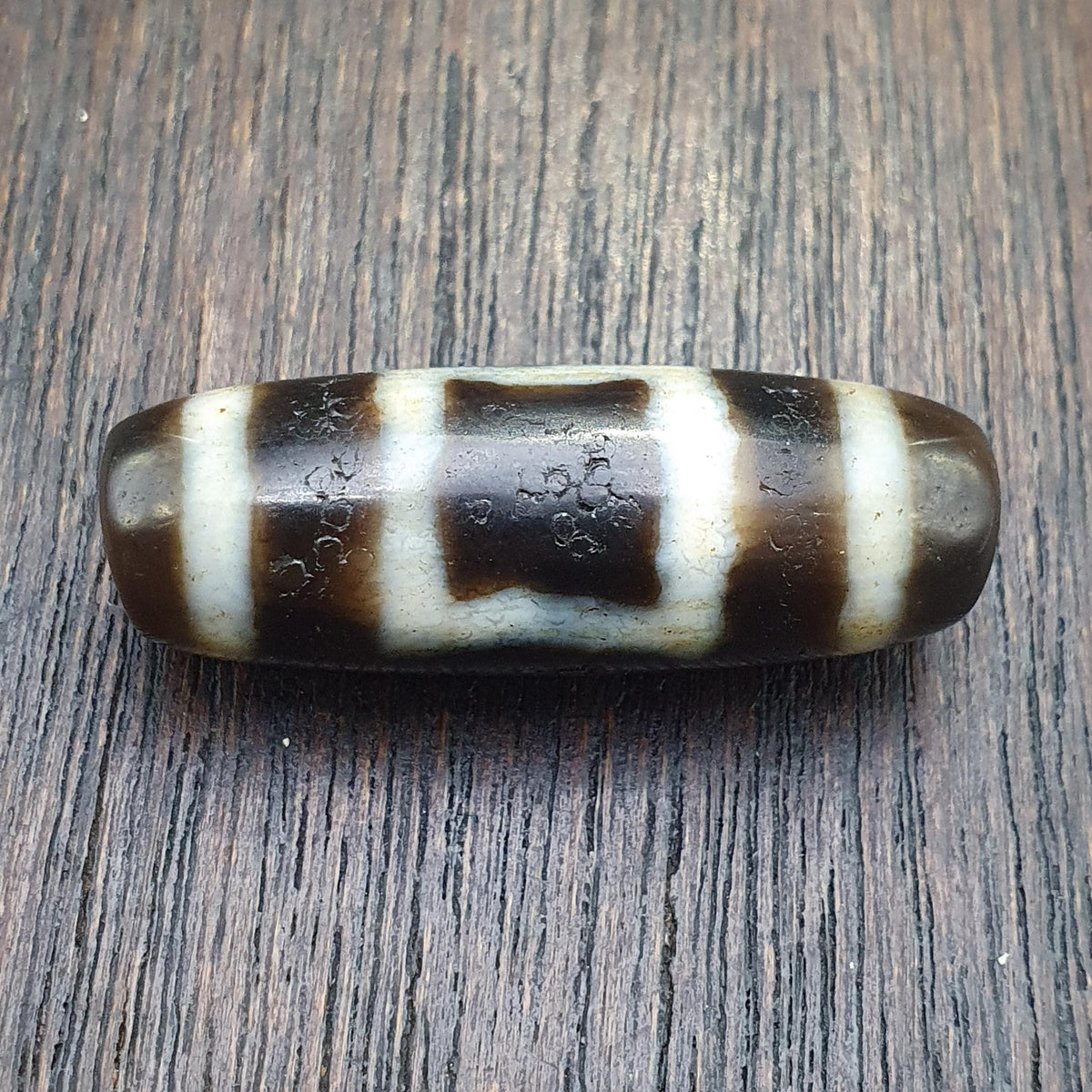 Tibetan nepalese 2 eyes antique agate stone dzi bead amulet hq-a-6