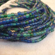 Antique old traded  blue color glass beads jewelry necklace  mala .